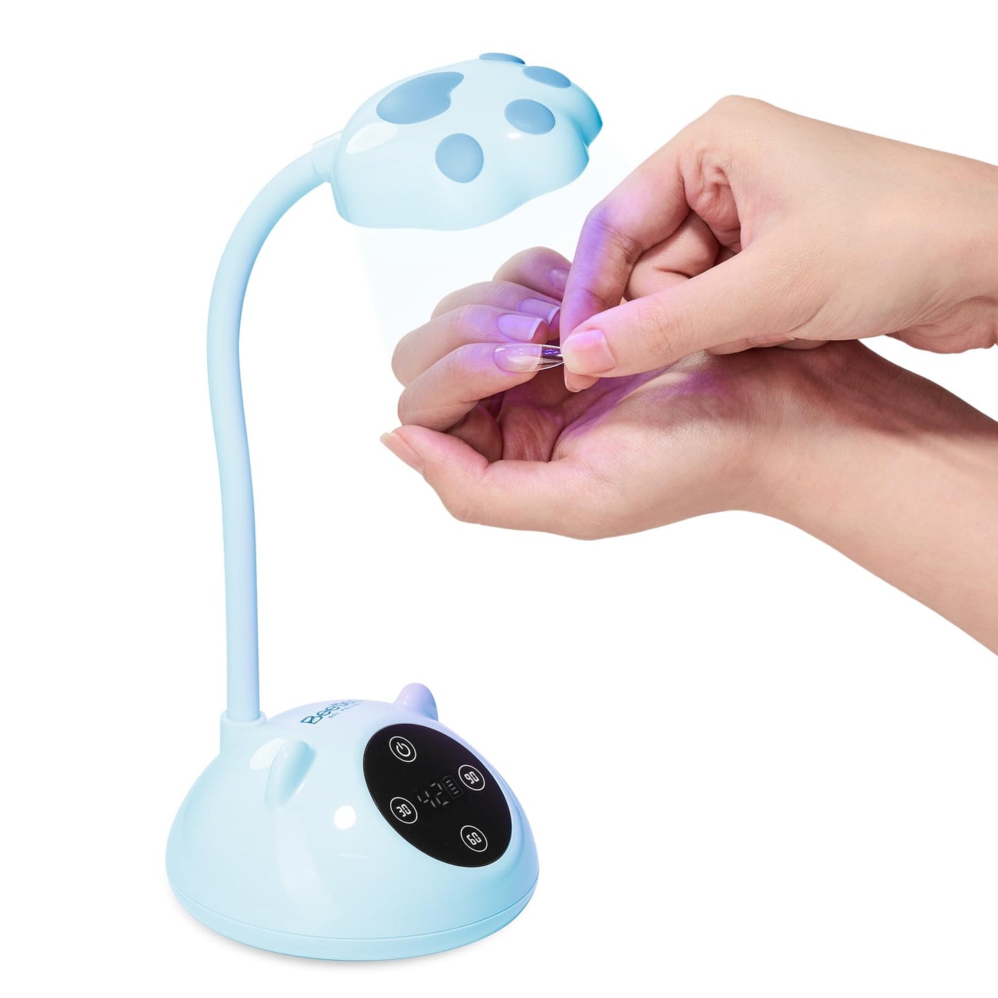Beetles Gooseneck UV Nail Lamp - Meowgic BluePurr Mini LED Nail Light with 3 Timer and Countdown Display Flash Cure Lamp for Gel Polish Nails Glue Builder Gel Smart Sensor Cordless Nails Dryer