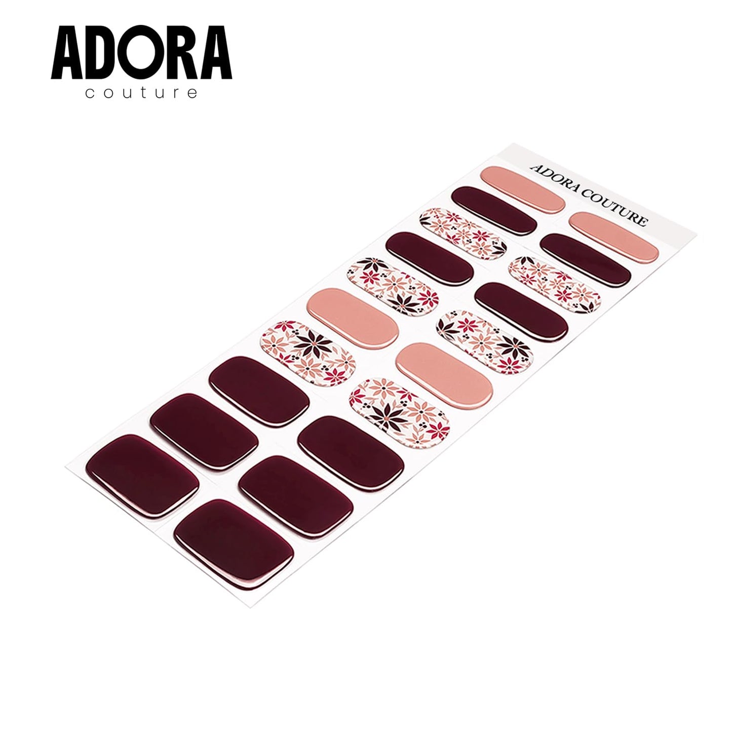 Adora Couture Semi-Cured Gel Nail Strips - 20 Salon-Quality Gel Sticker with UV Light Required, Long Lasting, Easy Application & Removal, Includes Prep Pad, Nail File, Wooden Stick – Meadows of Mocha