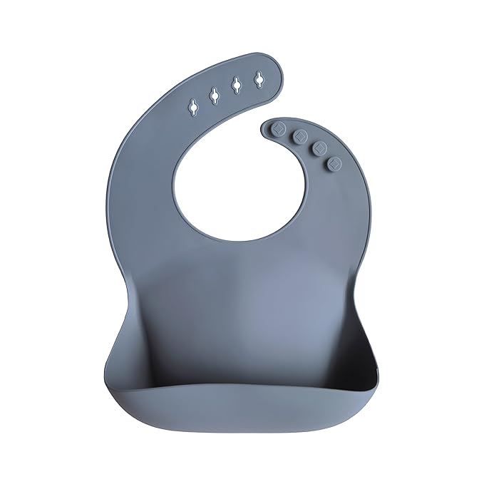 mushie Silicone Baby Bib | Adjustable Fit Waterproof Bibs (Tradewinds)