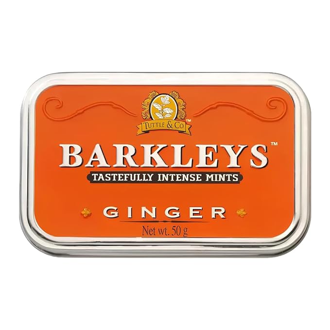 Barkleys Ginger Breath Mints - Strong Ginger Flavor Cool Mint Candy For Party, After Dinner, Wedding, Every Day Use - Vegan Breath Mints In Reusable Classic Travel Tins, 1 Pack, 50 Count Each