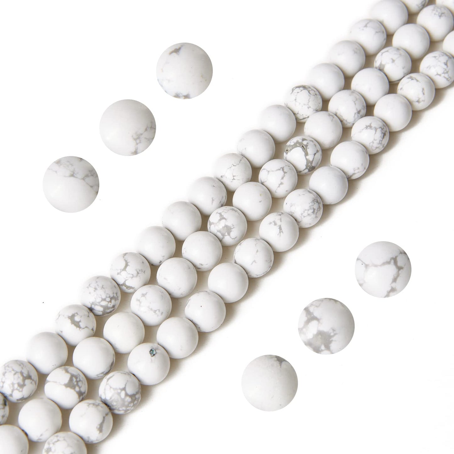 60pcs 6mm Howlite Beads Natural Gemstone Beads Round Loose Beads for Jewelry Making