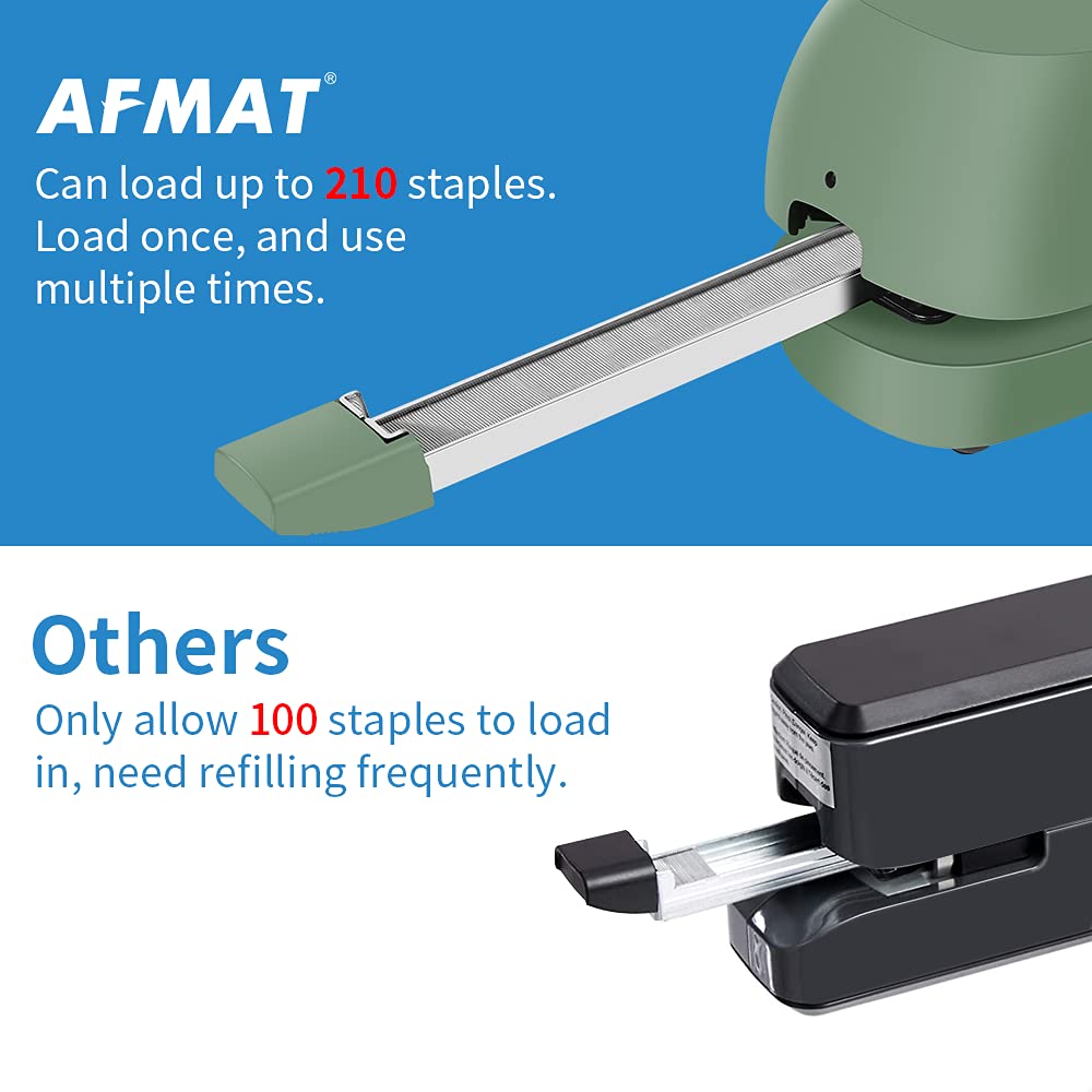 AFMAT Electric Stapler for Desk, Automatic Stapler Desktop, 25-Sheet Office Staplers Electric, AC or Battery Powered Staplers Heavy Duty Office Use, with Reload Reminder & Release Button ES06