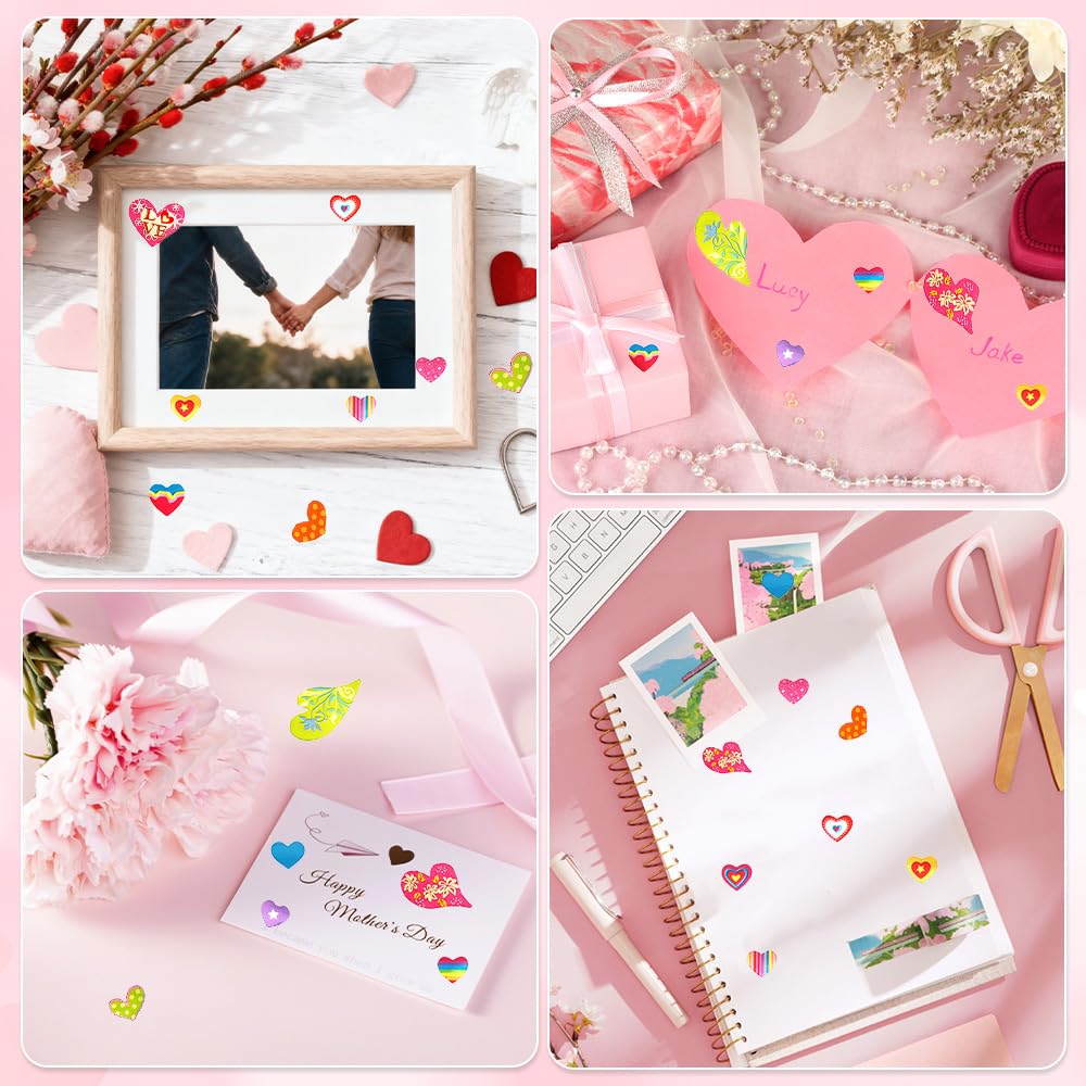Heart Stickers, 3140 Pcs Small Heart Sticker Bulk, 50 Sheets Gilter Self Adhesive Love Sticker for Card Envelopes Gifts Craft Scrapbooking Wedding Mother's Day Valentines Day Party Decorations Favors