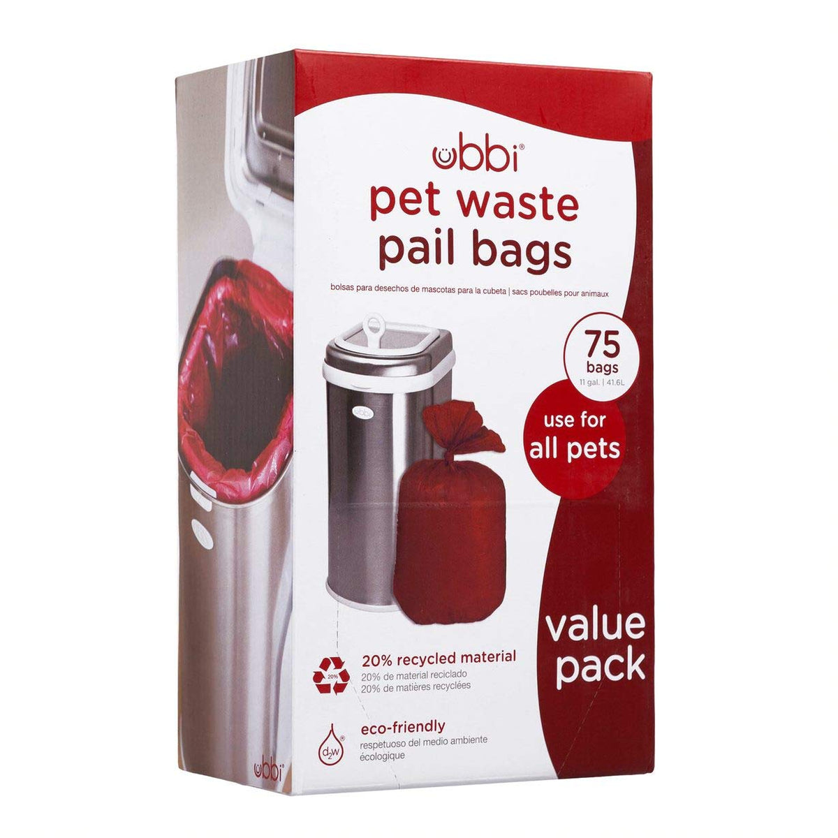 Ubbi Pet Waste Pail Bags, 75 Count