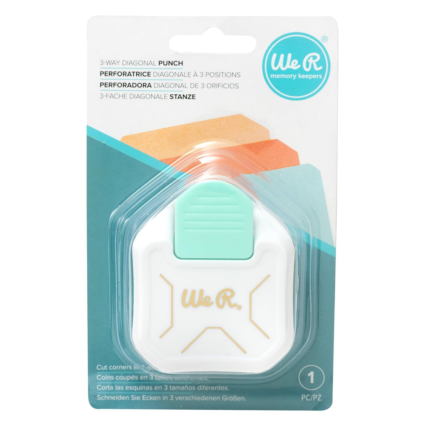 We R Memory Keepers 3 Way Diagonal Corner Punch, White, Paper Punches for Crafts, Scrapbook Pages, Photo Corners, Home Décor Projects, Journaling, Invitations, Card Making, and More