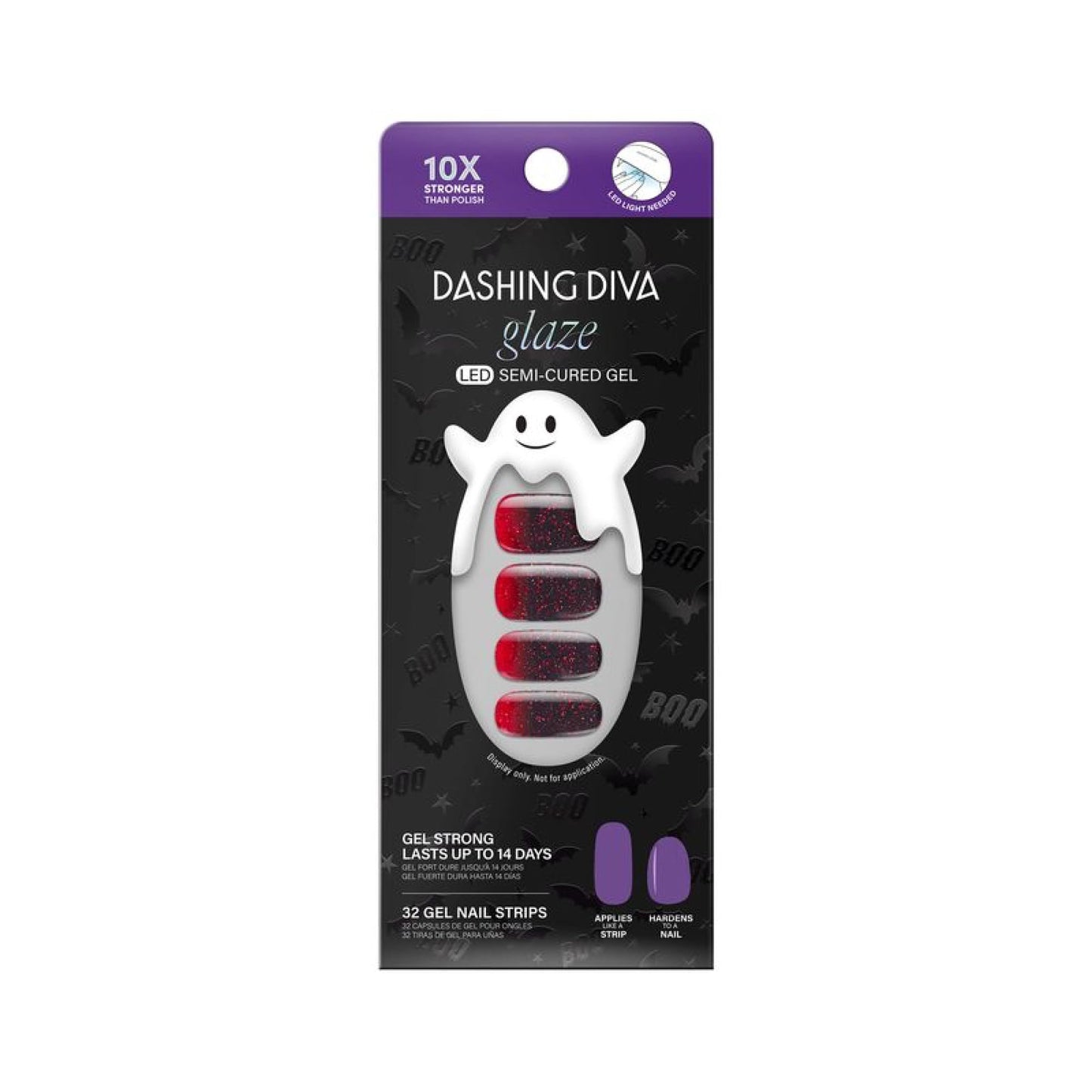 Dashing Diva Glaze Nail Strip Set - Just My Blood Type - Long Lasting, Chip Resistant, Semi-Cured Gel Nail Strips - Gel Set - 4-Piece Manicure Kit with 32 Strips