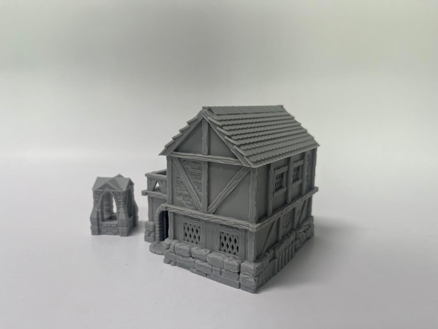 Paintable Tabletop Miniature Little Town Building Terrains - 18mm Small Scale Dioramas Building Set Scenery with Medieval Architecture Style by HAUTICO (HVillageHouses7-1)