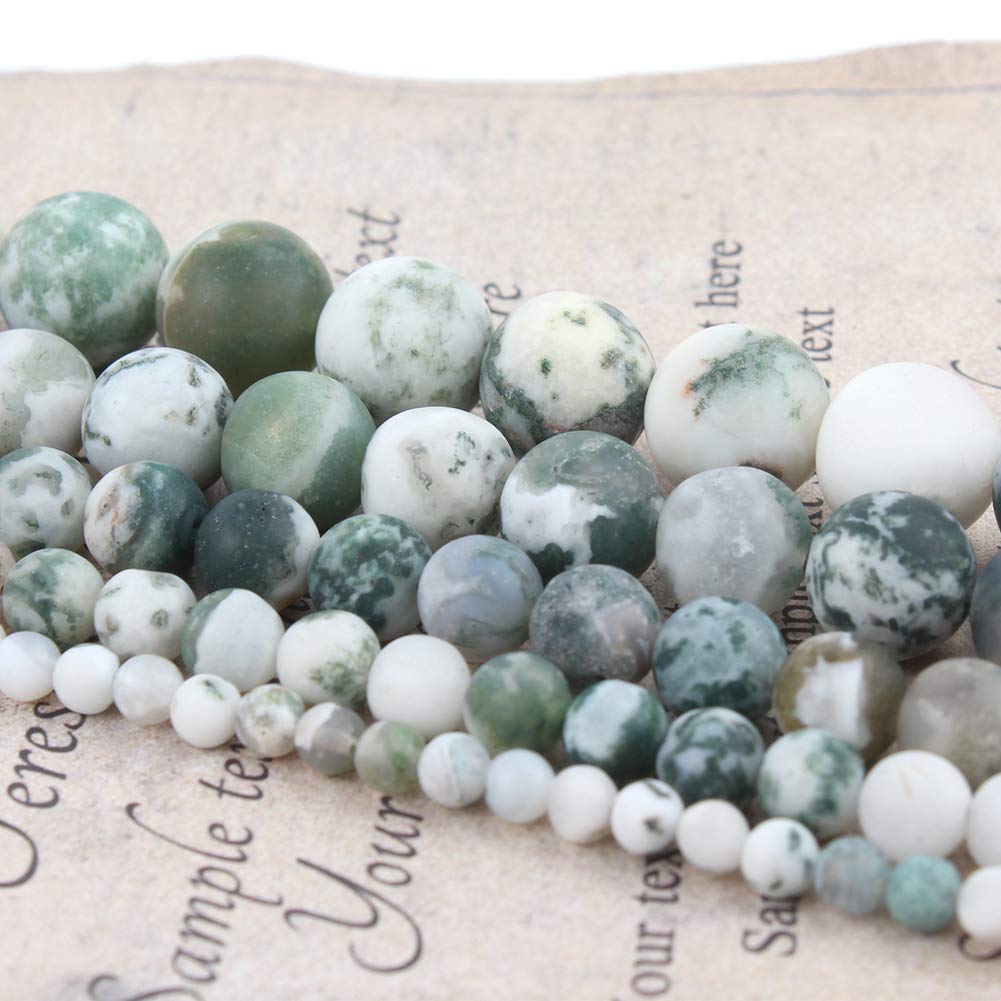 Song Xi Frosted Tree Agate Stone Beads 8mm Natural Stone Beads for Jewelry Making Gemstone Beads