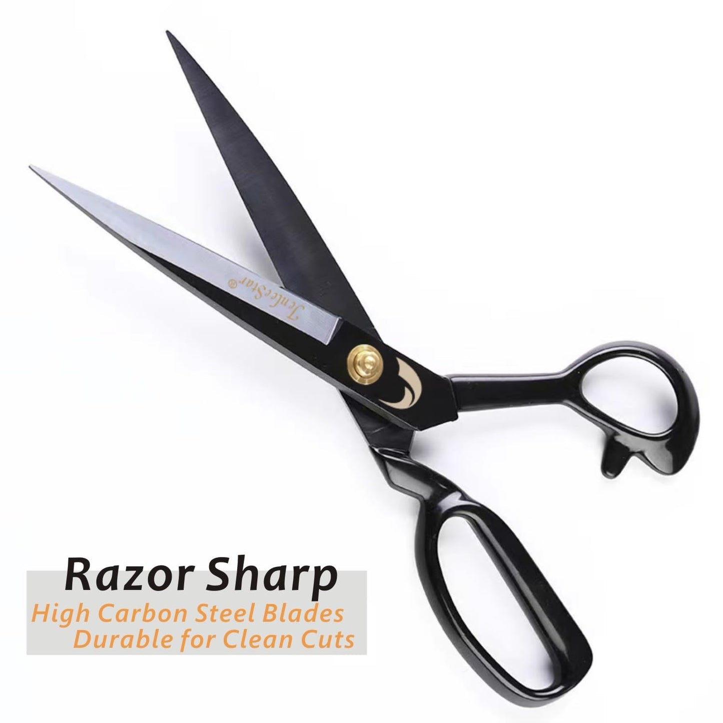 Fabric Scissors 10 Inch Sewing Dressmaking Scissors Professional Razor Sharp for Tailoring Leather Raw Materials - Japan High Carbon Steel Tailor Shears(Right-Handed) (Black-12 inch)