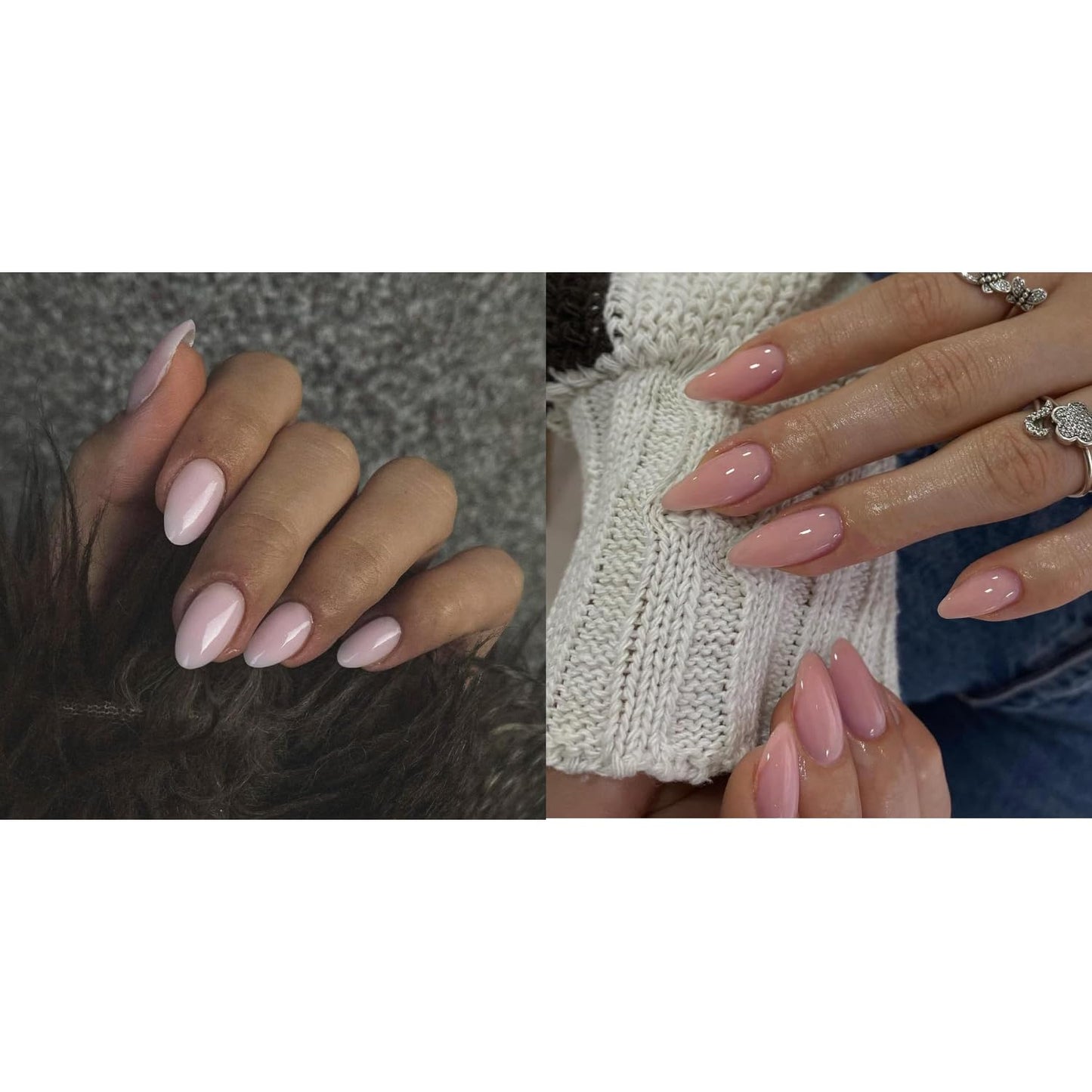 KXAMELIE Pale Pink Press on Nails Short Oval&Pastel Pink Press on Nails Medium Almond For Beach Party Daily Decoration in 72 PCS