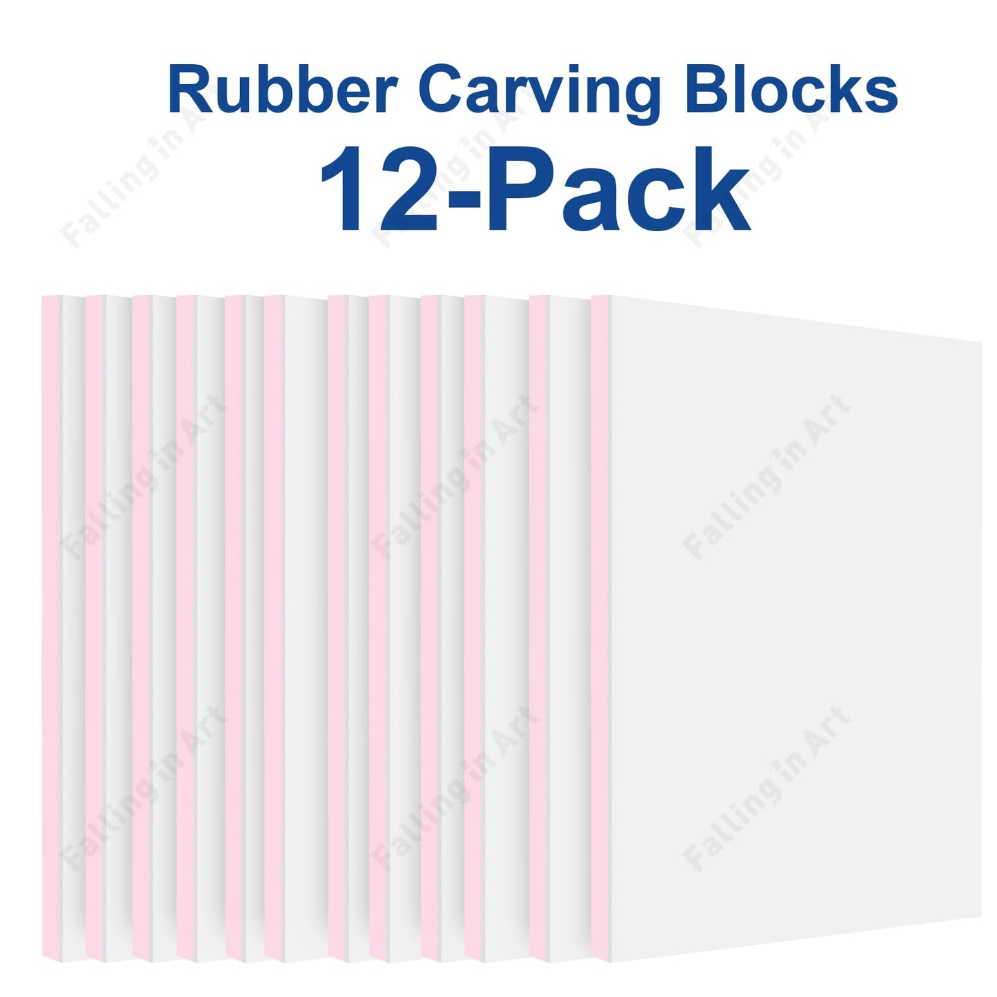 Falling in Art 12 Pack Rubber Carving Block, 4" x 6" Easy Cut Lino Blocks, Soft Linoleum Block for Printmaking, Stamps, Crafts