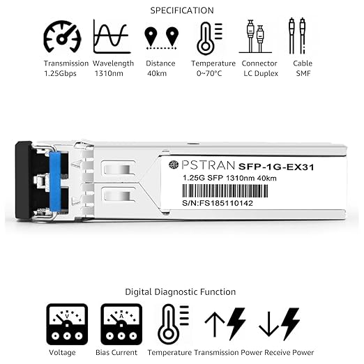 OPSTRAN 1000BASE-EX SFP Optical Transceiver Module Compatible with Huawei S-SFP-GE-LH40-SM1310 1310nm 40km DDM Duplex LC SMF 4 Pack