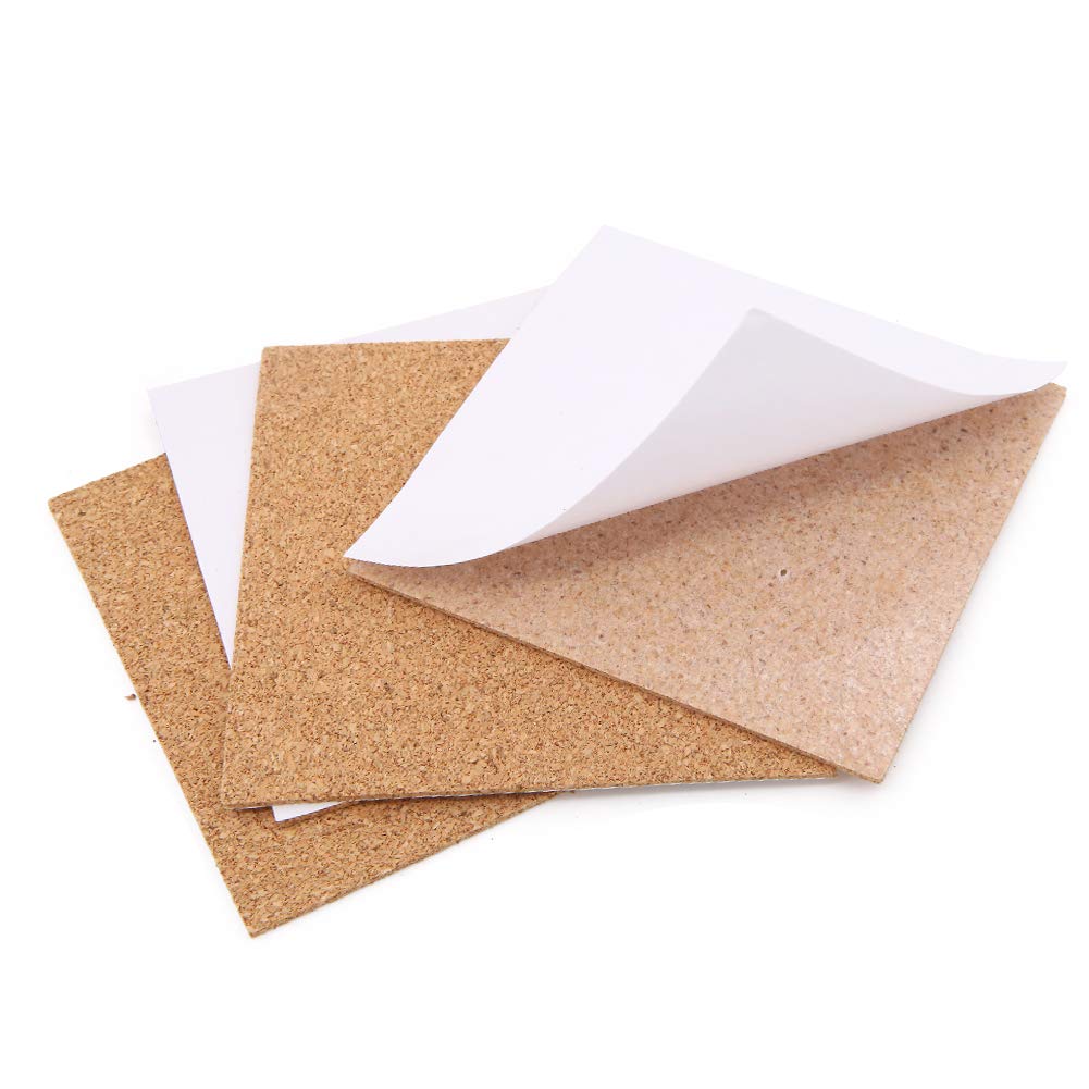 40 Pcs Square Self-Adhesive Cork Sheets,4"x 4" Cork Mats Backing Sheets Mini Wall Cork Tiles for Heat Resistant Coasters and DIY Crafts Supplies