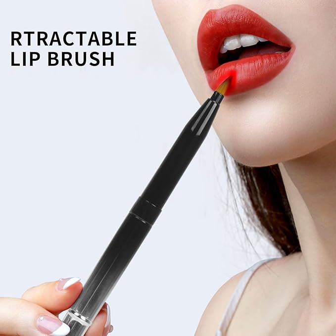 Unaone [2 Pack] Lip Brush for Lipstick, Retractable Lip Brushes, Dual-ended Makeup Brush for Lipstick Lip Gloss, Include Lid
