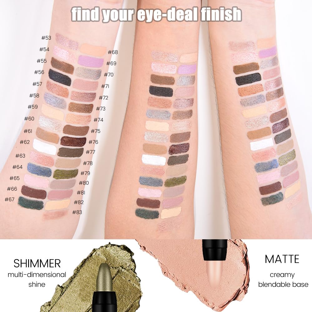 Kaely Cream Eye Shadow Sticks, Waterlily Purple Matte Eyeliner Pencil Eyeshadow Palette Makeup, Eye Highlighter Brightener Stick for Older Women Waterproof Pigmented, sombras para ojos, New-69