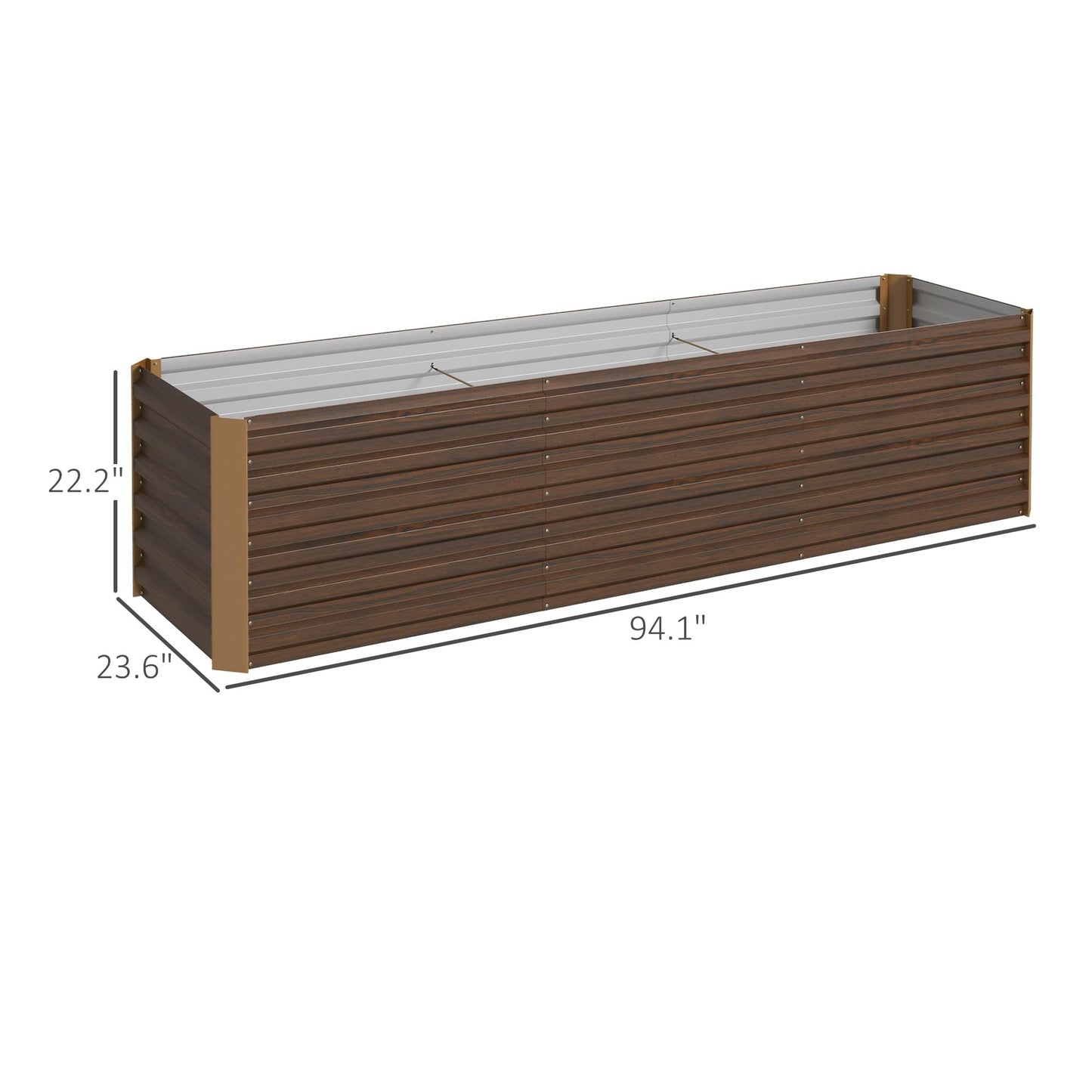 Amacv 8x2x2ft Galvanized Raised Garden Bed Kit, Outdoor Metal Elevated Planter Box with Safety Edging, Large Raised Bed for Growing Flowers, Herbs and Vegetables, Brown