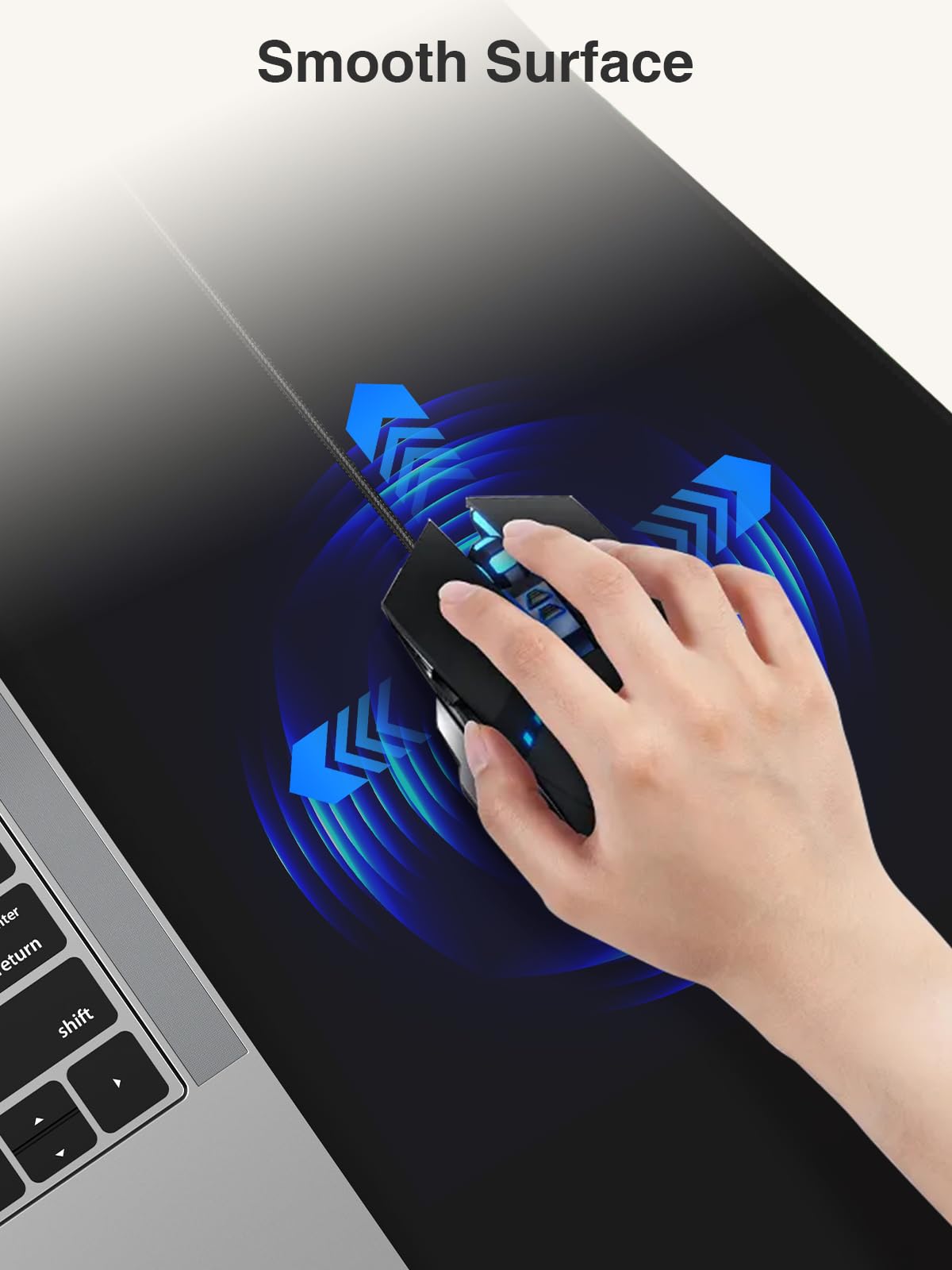 2-in-1 Mouse Pad with Magnetic Wireless Charging, 31.5"x11.8" Large, Waterproof Smooth Surface, Non-Slip Base, No Adapter, Black