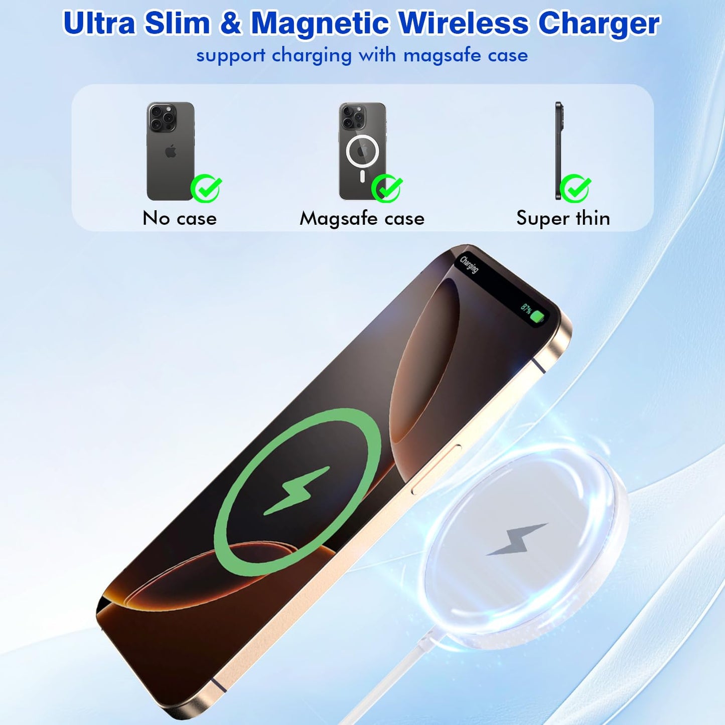 [Apple MFi Certified]Magnetic Wireless Charger Apple Mag Safe Charger,15W 6FT Fast Wireless Charging Pad for AppleiPhone 16 Pro Max/16 Pro/16 Plus/15 Pro Max/14/13/12/AirPods3/2/Pro/Pro2,Charging Pad