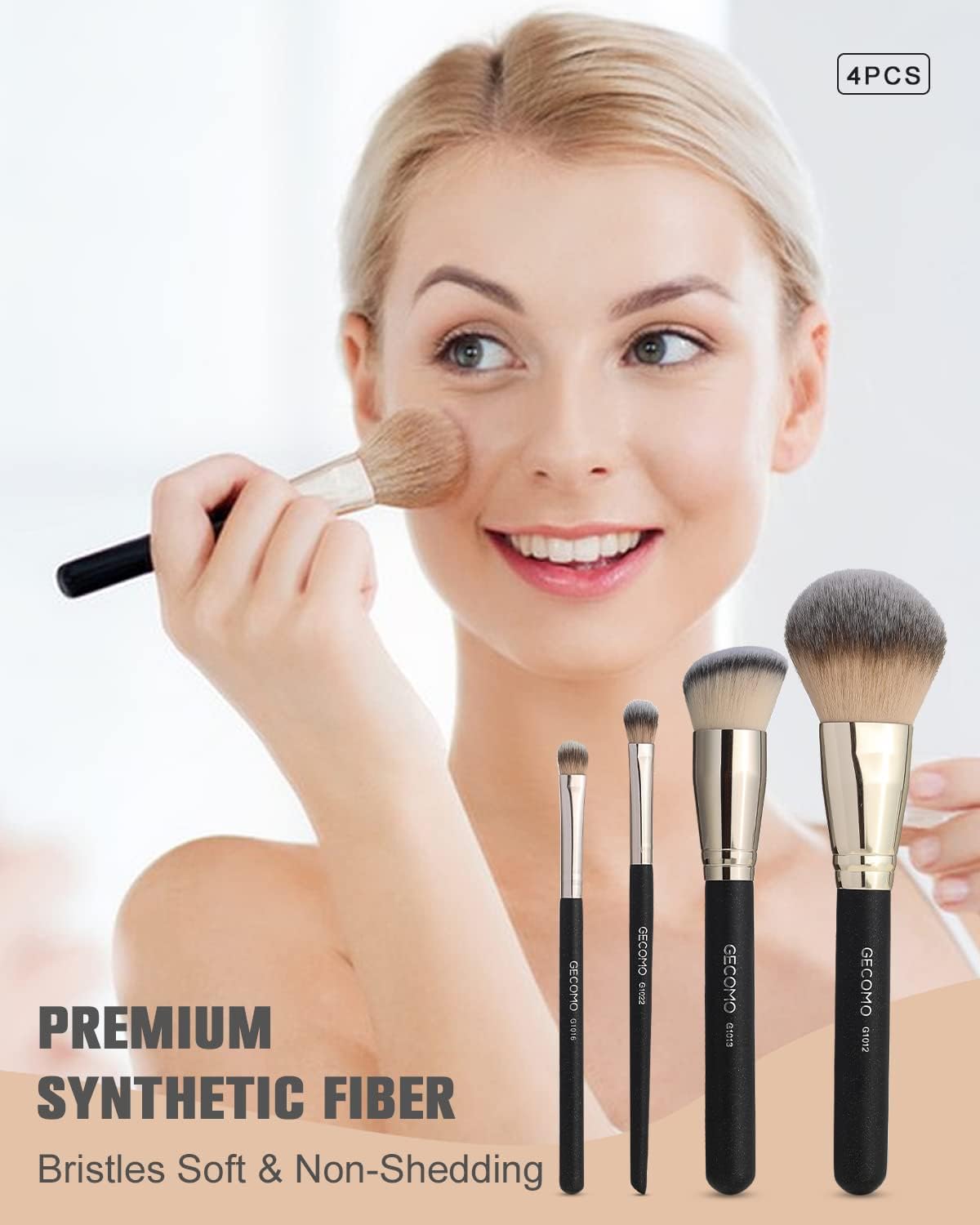 FERYES Large Travel Makeup Brush Holder with 4Pcs Makeup Brushes