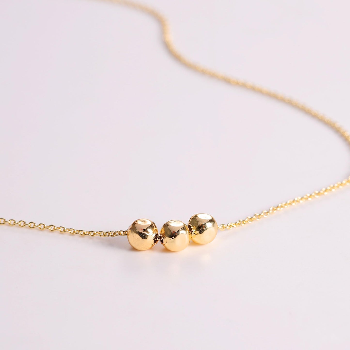 GUOKE Irregular Bead Necklace - 14K Gold Plated Dainty Gold Necklace Simple Jewelry for Women