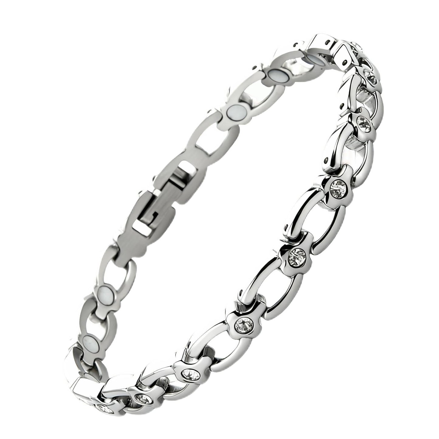 38 Elegant Titanium Magnetic Bracelet for Women Magnetic Functions with Free Link Removal Tool Christmas gift (Silver)