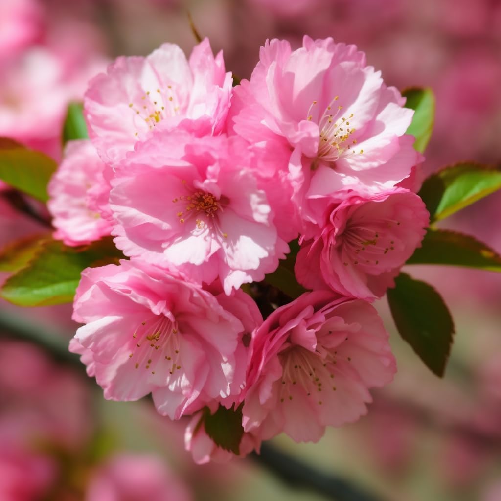 2 Pink Flowering Almond Shrubs (Flowering Plum Bushes) - 6-12" Tall Trees - Live Ornamental Plants - Fragrant Pink Blossoms - Prunus triloba - (2 Pack)