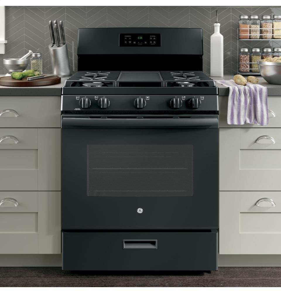 GE JGBS66DEKBB 30" Black Gas Sealed Burner Range