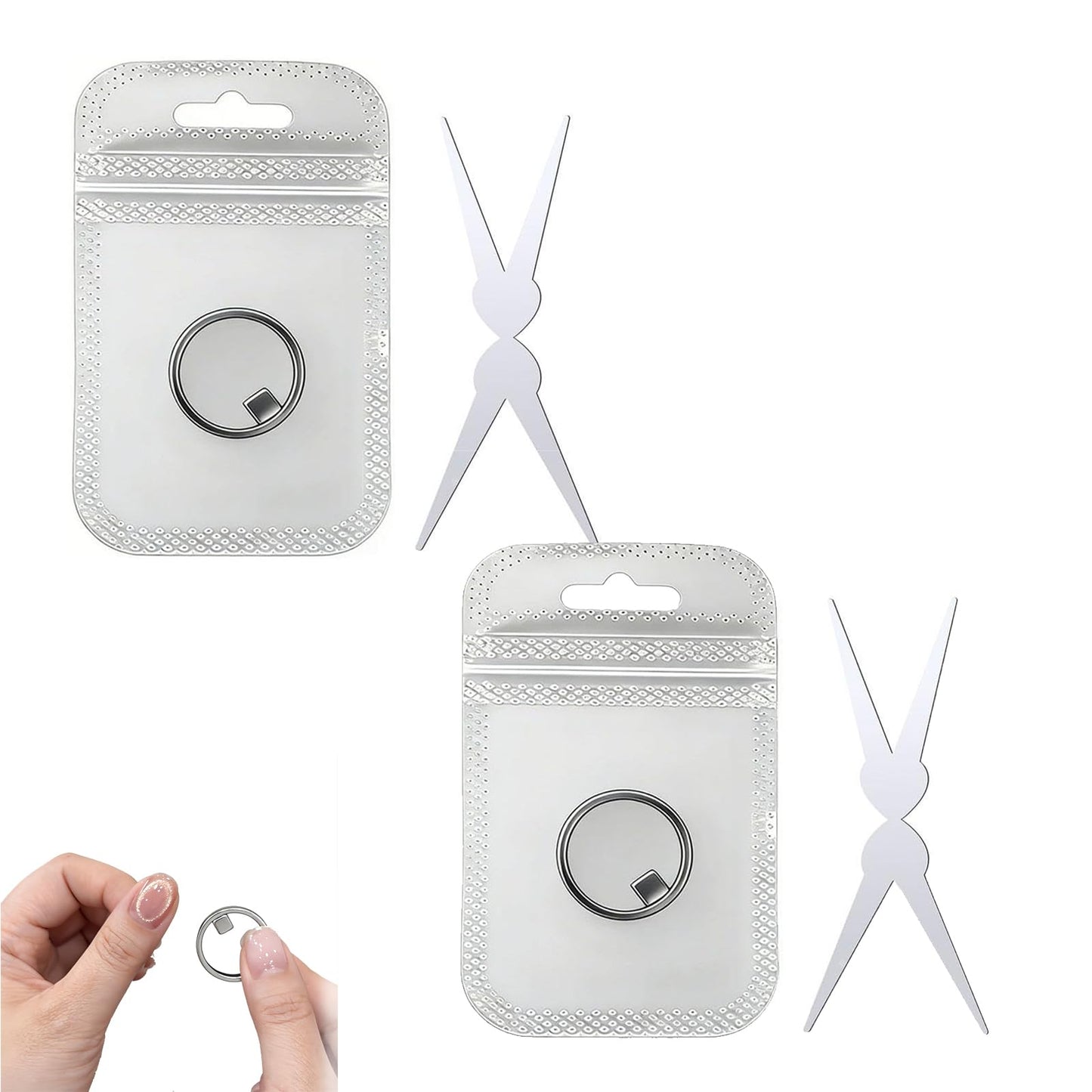 Ring-Shaped Cat Eye Magnet for Nails,Strong Nail Magnet Tool,Y & Rin-gMagnet(Wide Beam,Heart,French), Mini Round Strong Nail Magnet French Tip Tool for Home Salon DIY Manicure (2 Sets)