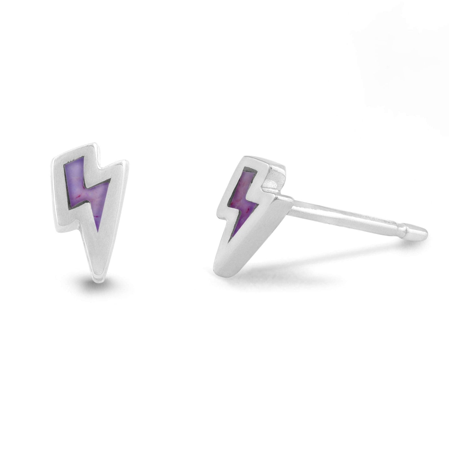 Boma Jewelry Sterling Silver Purple Turquoise Lightning Bolt Stud Earrings