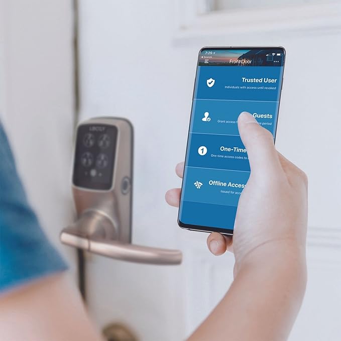 Lockly Secure Plus Bluetooth Smart Door Lock, Keyless Entry with PIN Genie® Digital Keypad, 3D Biometric Fingerprint Sensor Front Door Lock with Handle, Voice Control & Auto Lock - Latch Edition