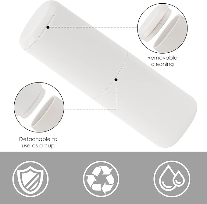 Linkidea 2 Pack Travel Toothbrush Toothpaste Storage Case, Portable Gargle Toothbrush Containers, Travel Toothbrush Holder for Camping, School, Business, Trip, Bathroom (Light Grey)