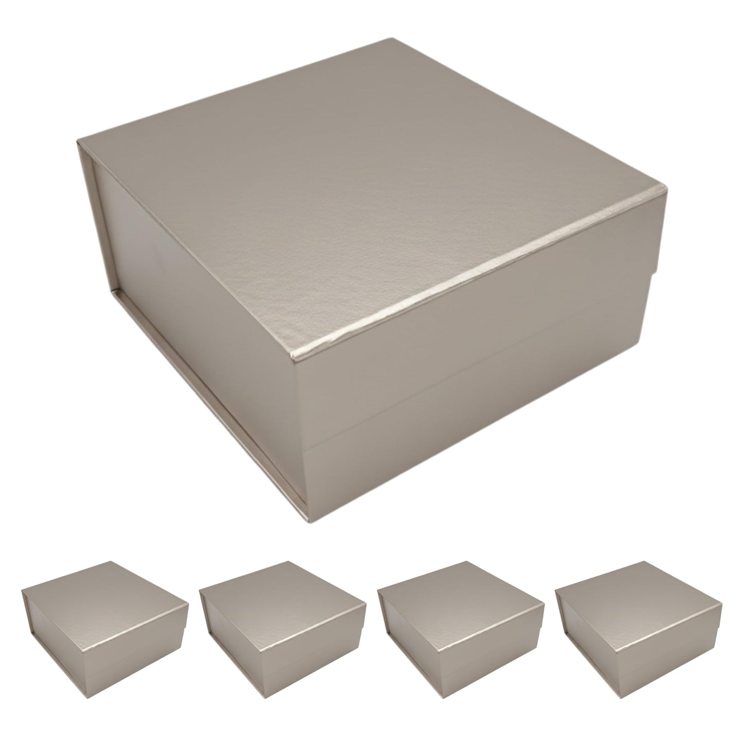 CECOBOX - Gift Boxes with Lids for Presents 6"x6"x2.75" - Matte, Collapsible Magnetic Closure Gift Box - Groomsmen & Bridesmaid Proposal Boxes, Wedding, PR, Birthdays, Holidays (Silver)
