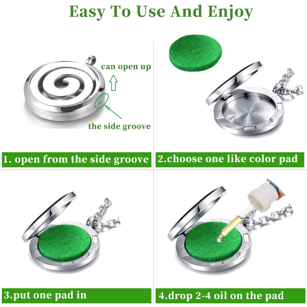 Popeoiuh Essential Oil Diffuser Necklace, Aromatherapy Stainless Steel Turtle Chain Pendant Locket Jewelry for Men Women