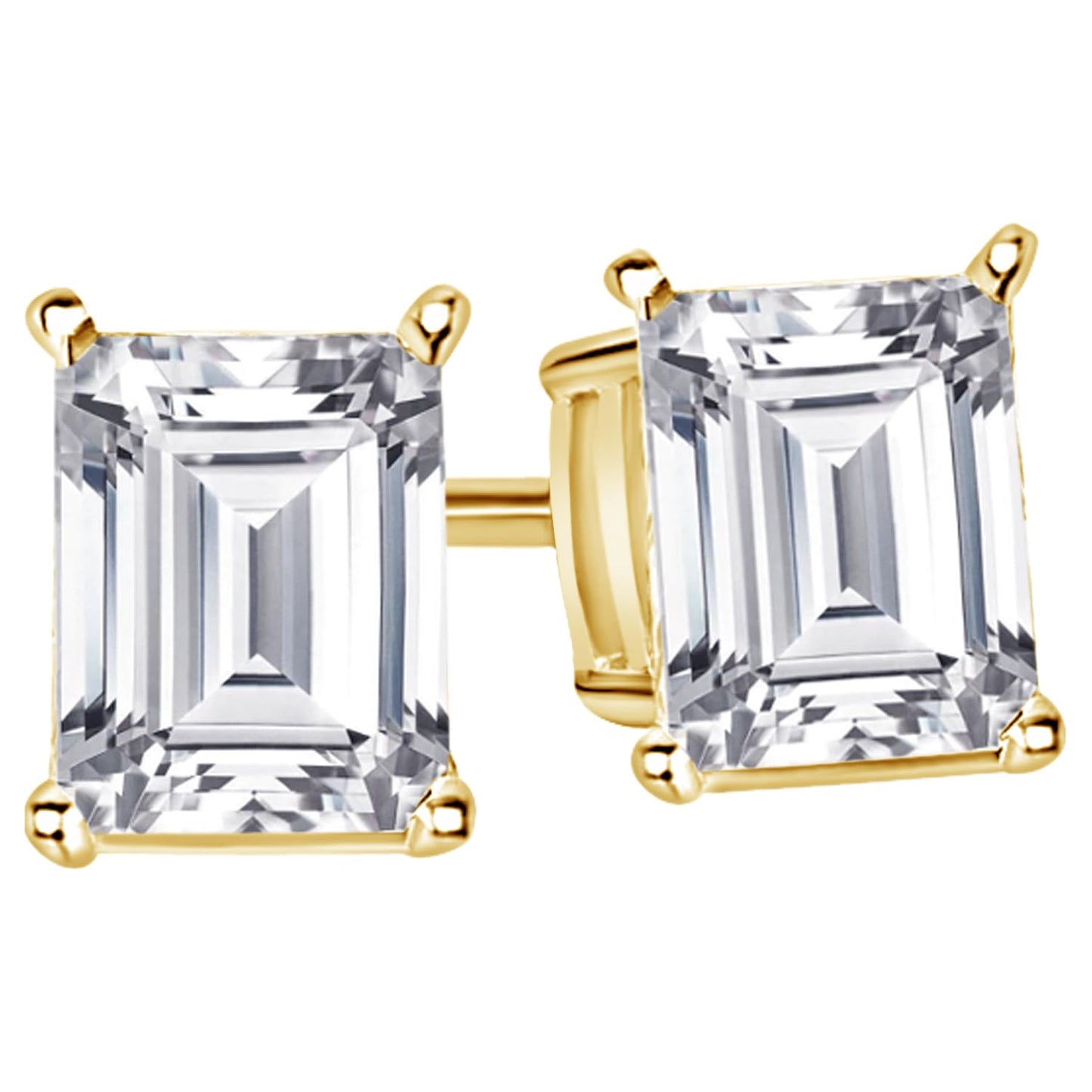 18K Yellow Gold 0.5 Carat Radiant Shape LAB GROWN Diamond IGI Certified Stud Earrings for women 4 Prong Push Back (E/F Color VS2/SI1 CLARITY)
