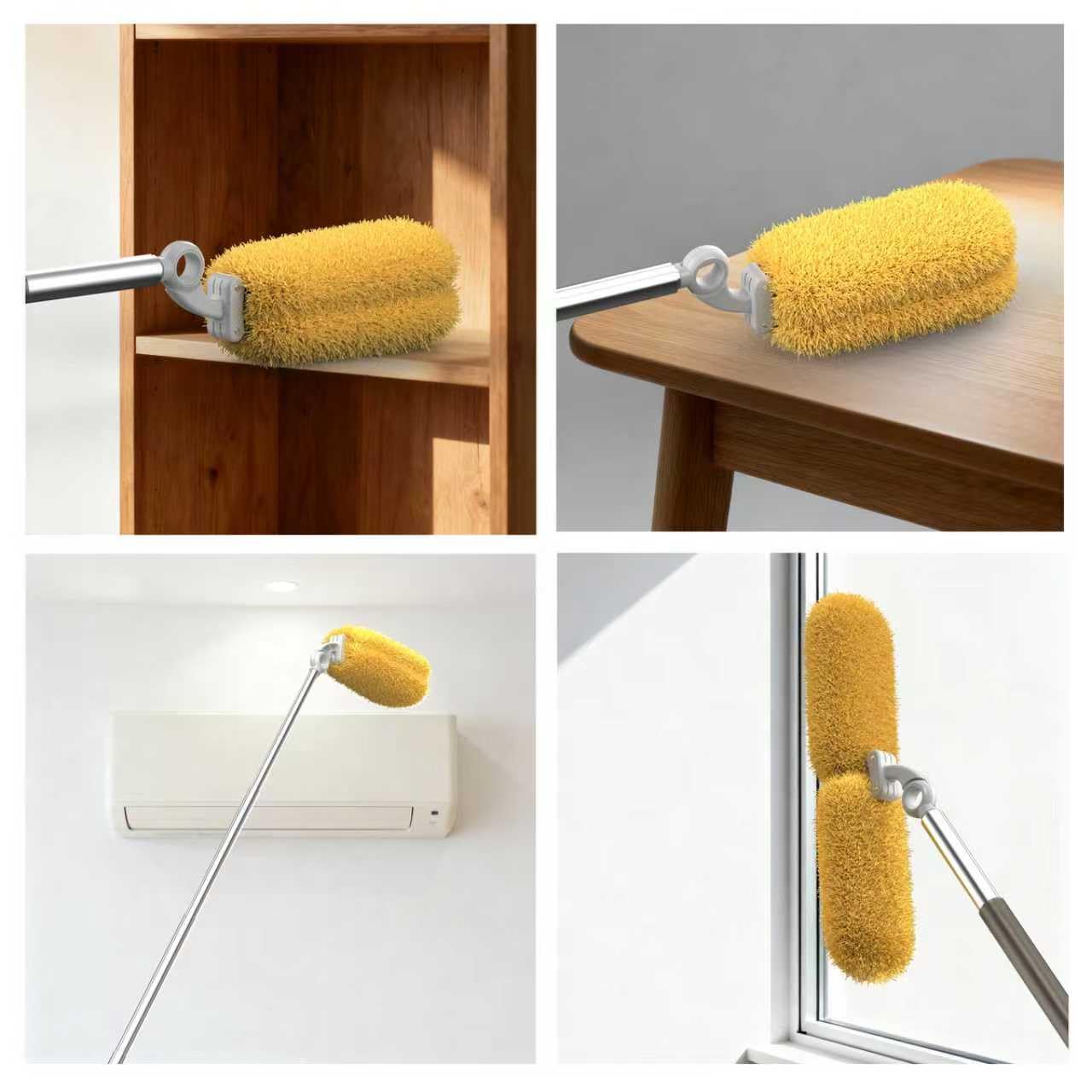 EHOMGUI Long Handle Dusters for Cleaning with 2 Replacement Heads, Washable Cleaning Duster Kit with Laundry Mesh Bag, Cobweb Duster, Extendable Dusting Tool for Home and Office
