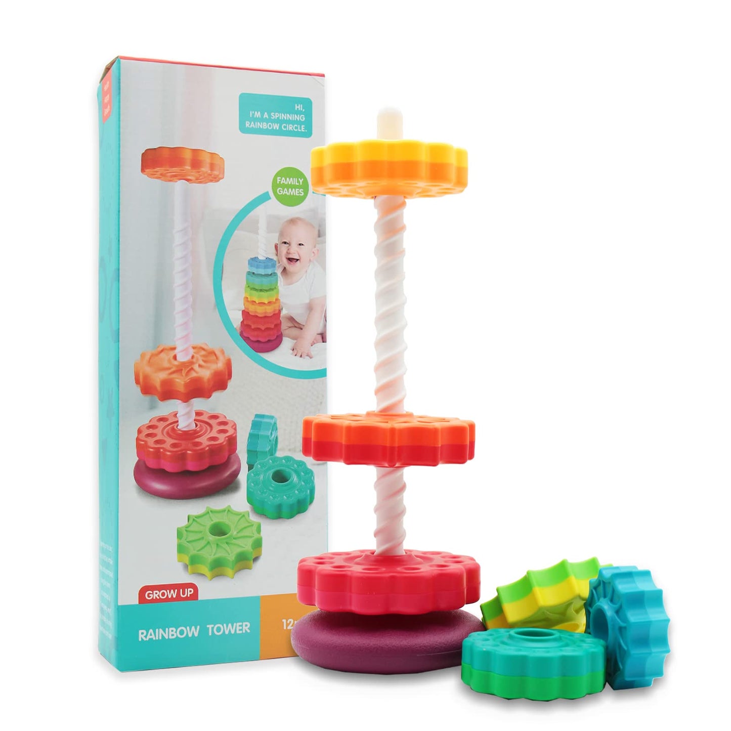 LBAIBB (1 PCS Spinning Stacking Toys,Spin Toy ABS Plastic and Color Rainbow Design,Focus on Children Educational and Interactive Learning's Stack Toys, Suitable for Gifts for Boys and Girls