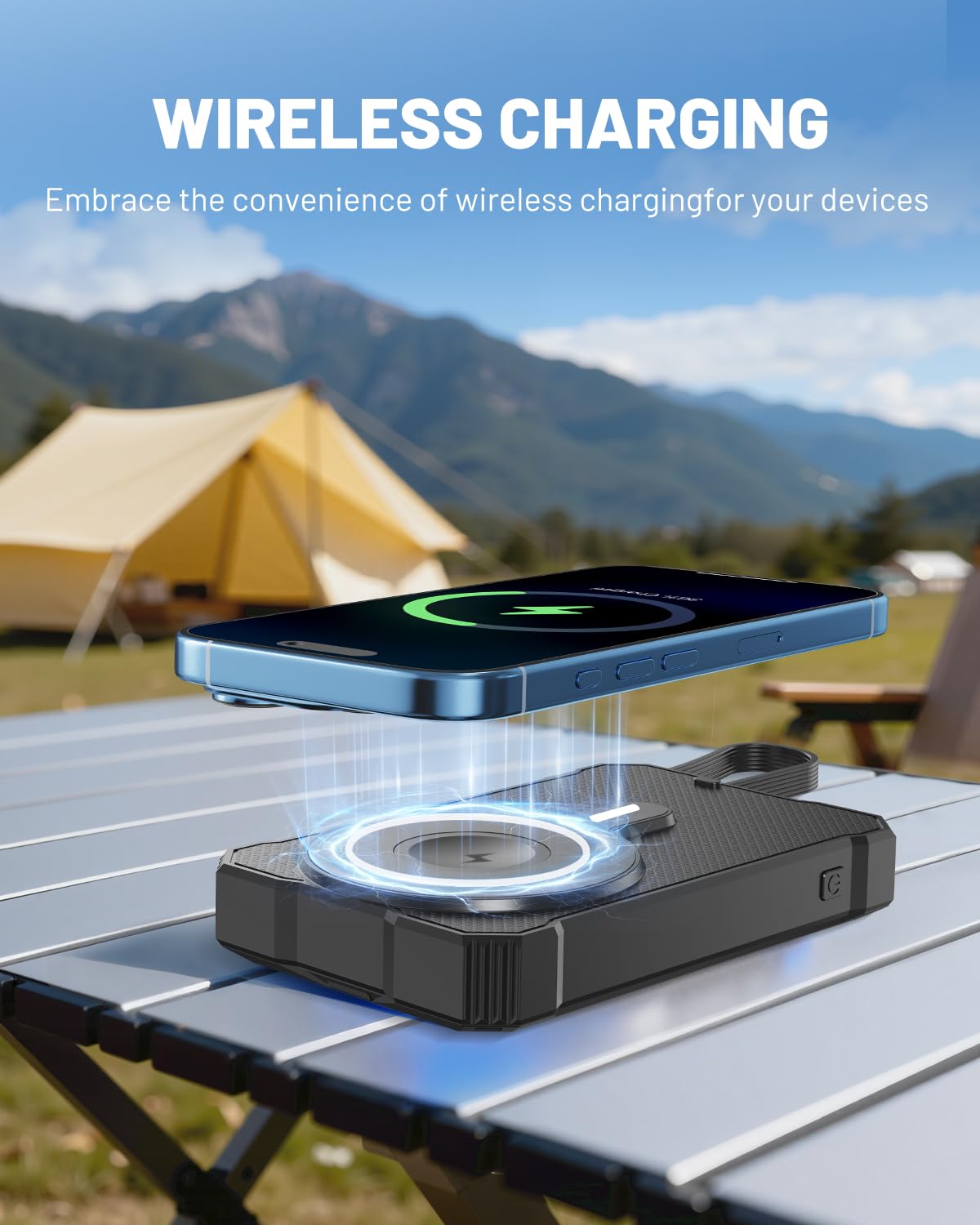 SOLUPUP Solar Charger Power Bank 10000mAh with 5-Port Fast Charging 4 Foldable Panels, Wireless Charging External Battery Pack, USB-C in/Output & IP67 Waterproof Flashlight for Camping Hiking Outdoor