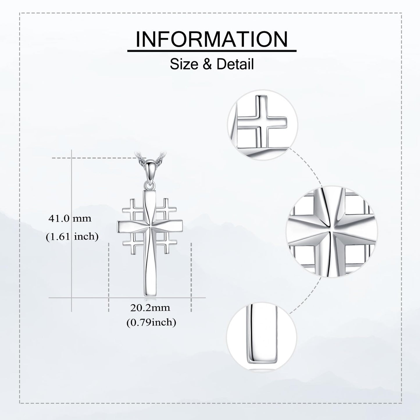 ONEFINITY Crusader Jerusalem Cross Pendant Necklace Sterling Silver Origami Cross Pendant Gifts for Women Men Jewelry (Crusader Jerusalem)