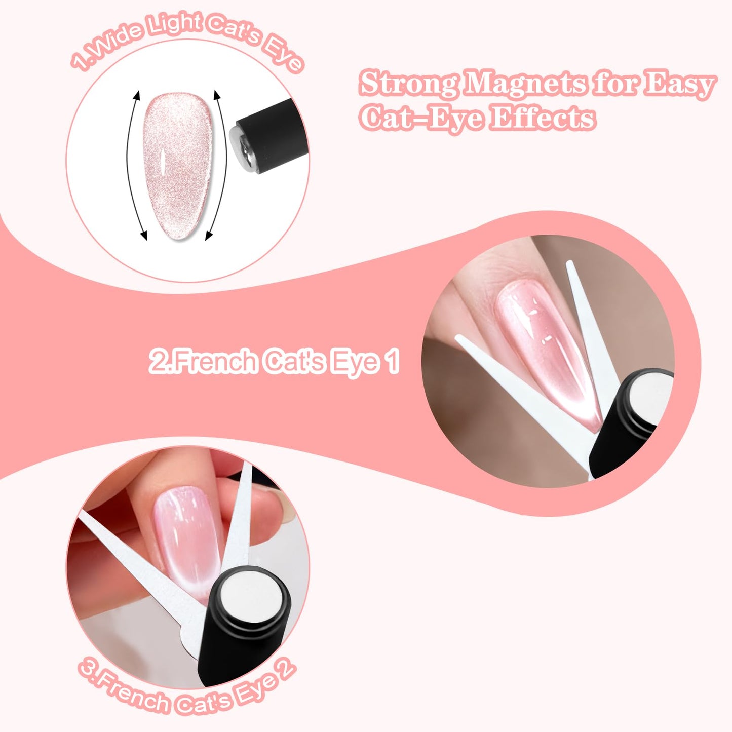 Vnjaoi Cat Eye Magnet + 4-PC Bunny-Shaped Nail Magnet for Cat Eye Nail Art Salon or Home