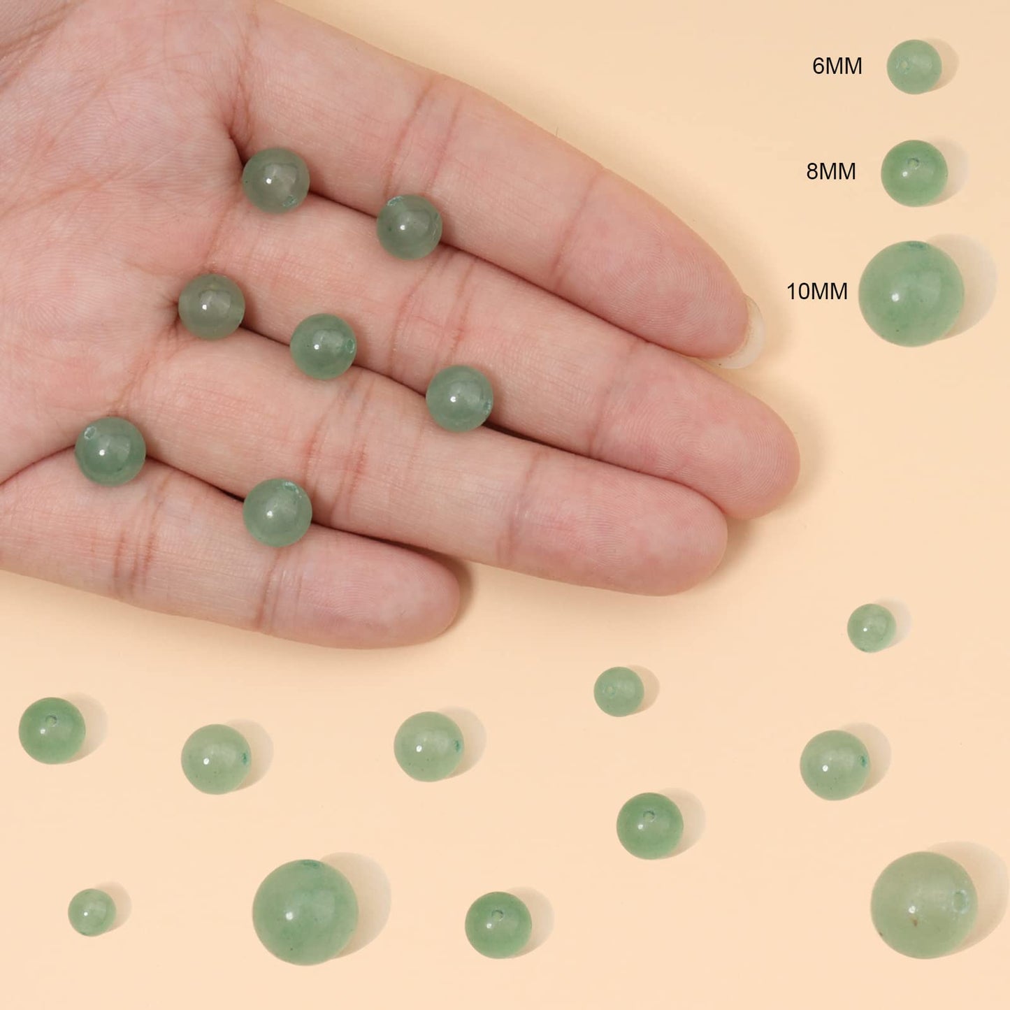 45pcs 8mm Natural Stone Beads Green Aventurine Beads Energy Crystal Healing Power Gemstone for Jewelry Making, DIY Bracelet Necklace