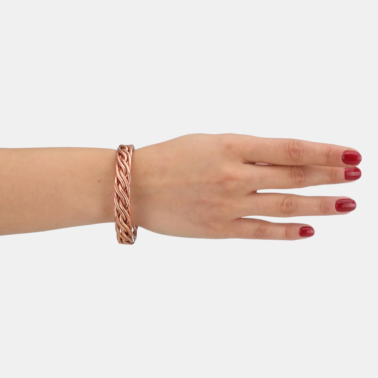 tunarts Handmade Elegant Copper Bracelet for Women and Men-Pure Copper Bracelet for Pain Relief-Adjustable,Thickest,Twisted Copper Wire Bracelet (red folded-small)