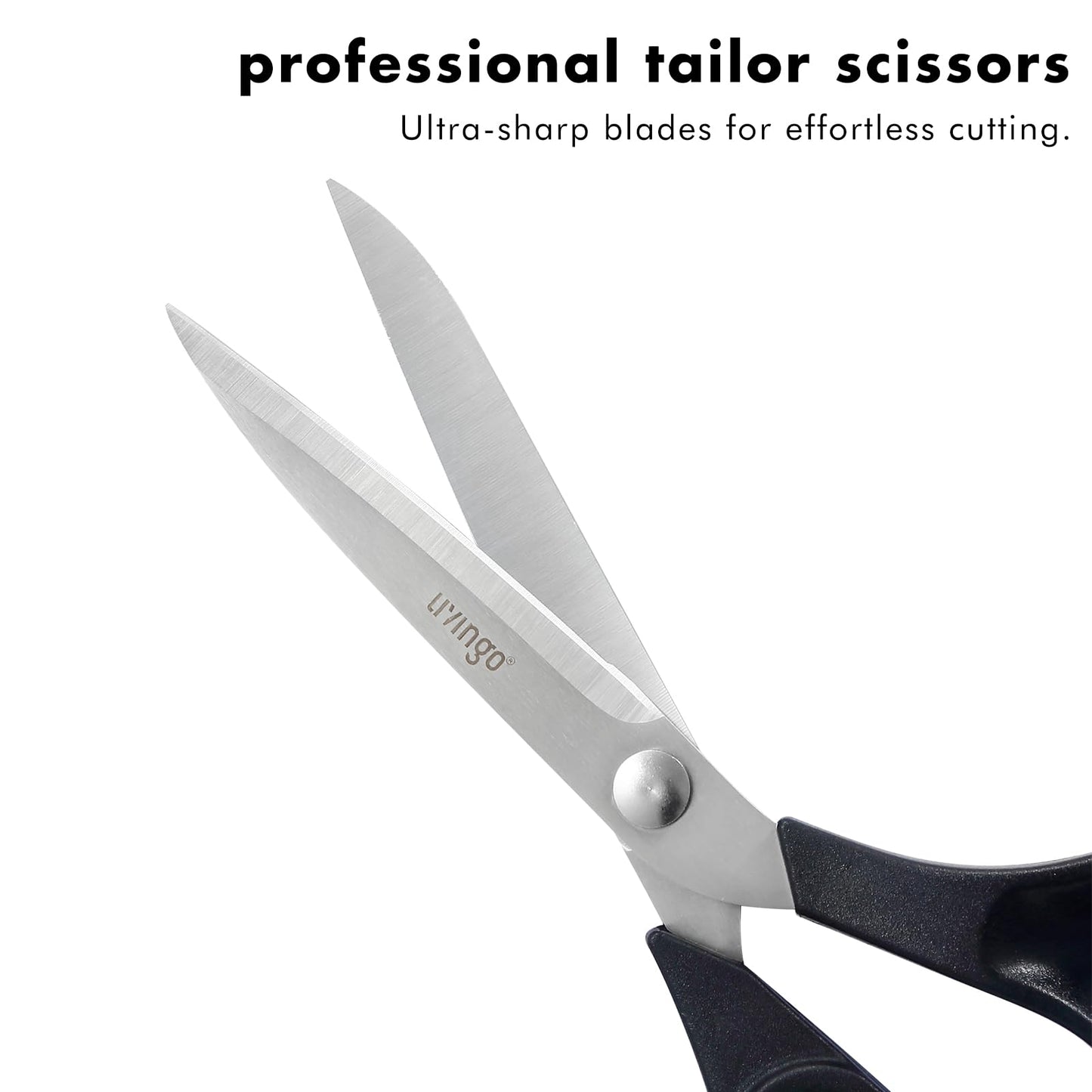 LIVINGO 10.5” Bent Fabric Scissors, Stainless Steel Heavy Duty Sharp Sewing Shears for Tailor Sewing Crafting Cutting Cloth, Leather, Paper