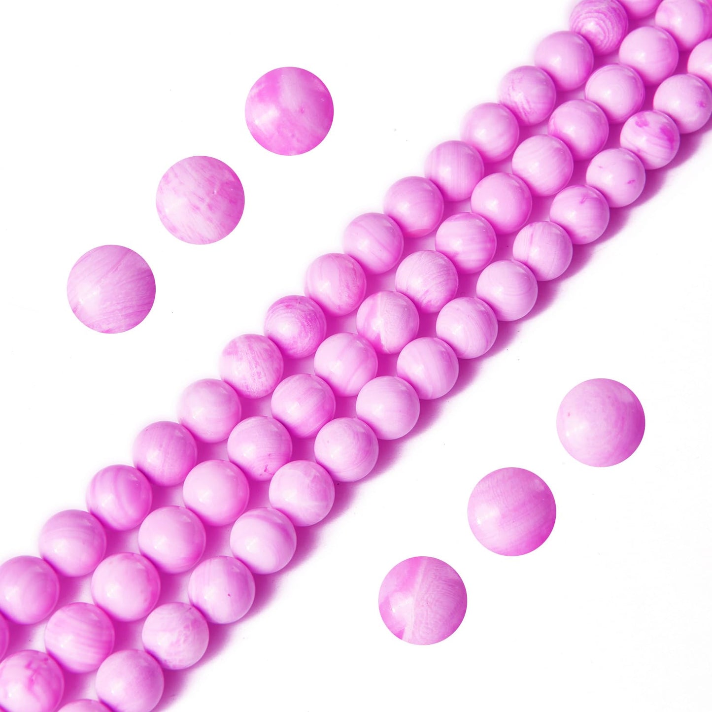 60pcs 6mm Pink Shell Jasper Beads Natural Gemstone Beads Round Loose Beads for Jewelry Making