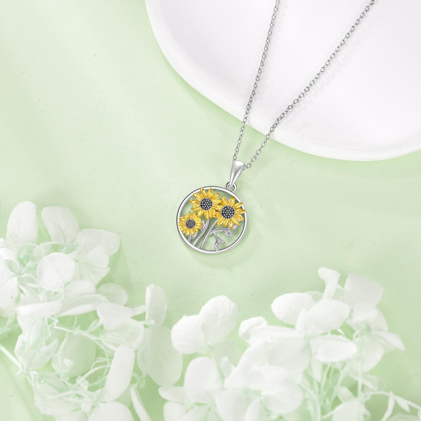 AOBOCO Sunflower Necklaces for Women 18K Gold Plated S925 Sterling Silver You Are My Sunshine Sunflower Gifts for Mom Her Inspirational Sunflower Gifts Christmas Birthday Gift for Women Motivation Sunflower Necklace