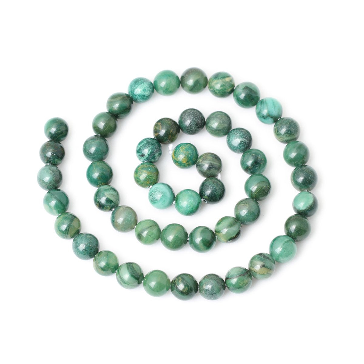 CHEAVIAN 45PCS 8mm Natural Verdite Stone African Jade Gemstone Round Loose Beads for Jewelry Making DIY Findings 1 Strand 15"