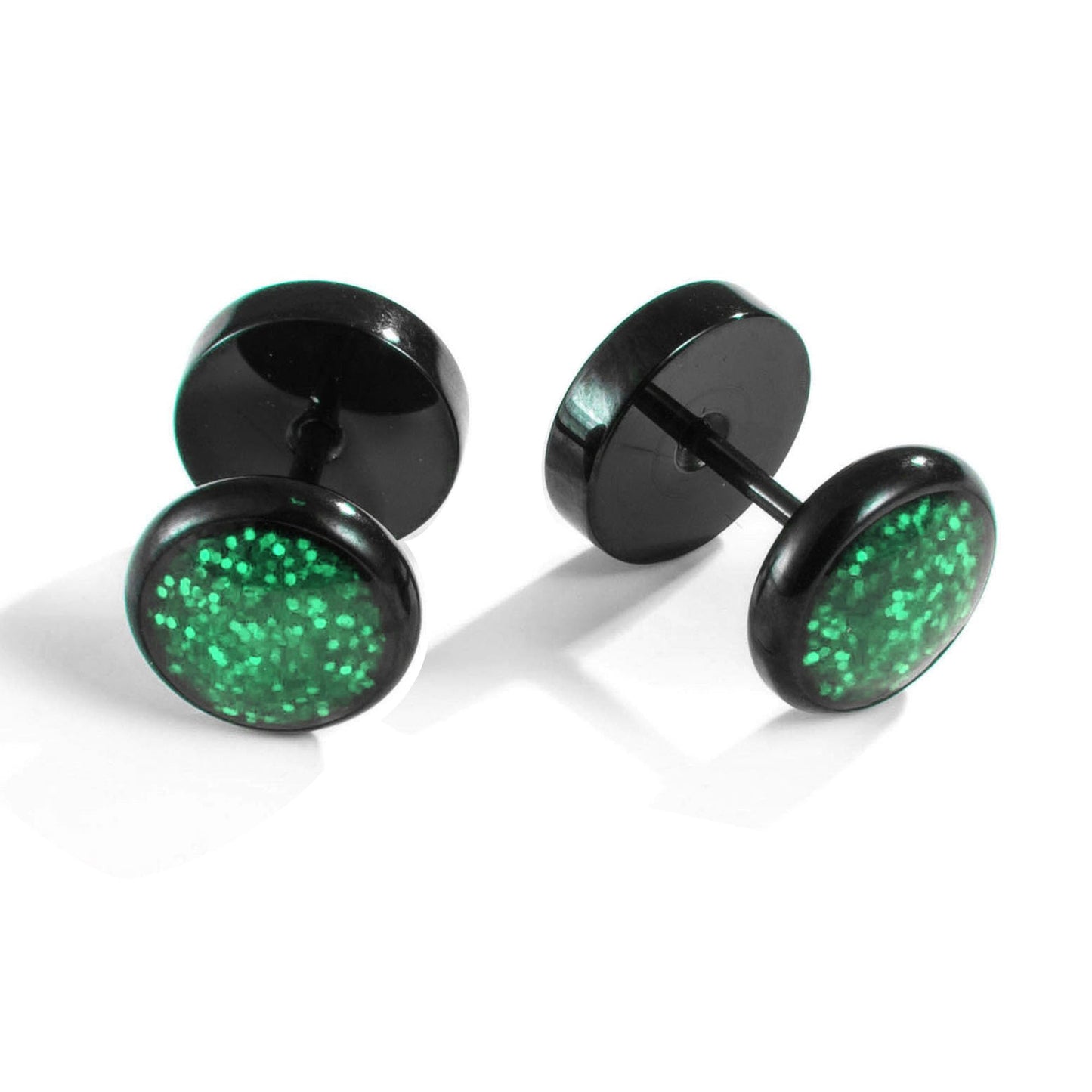 Surgical Stainless Steel Stud Earrings for Women Men Black Gold Plated Fluorescent Flat Back Hypoallergenic Earrings Suitable for Sensitive Ears