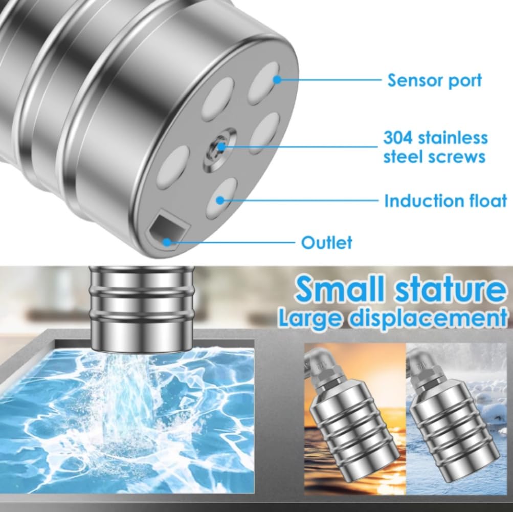304 Stainless Steel Automatic Float Valve - Fully Automatic Water Level Control, 1/2'' to 3/4'' for Tanks, Pools, Livestock Troughs