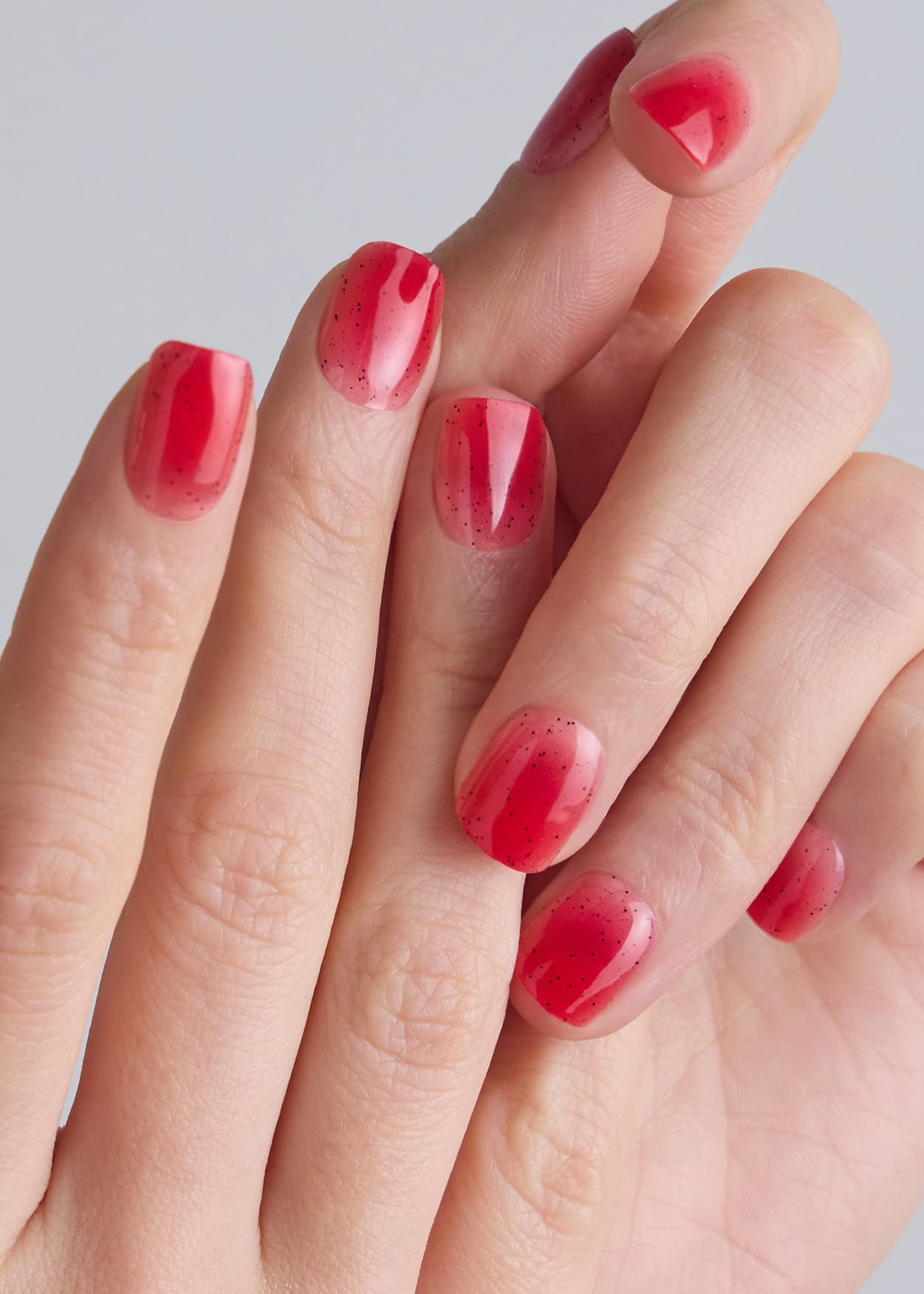 ohora Semi Cured Gel Nail Strips (N Jelly Berry) - Works with Any Lamps, Salon-Quality, Long Lasting, Easy to Apply & Remove - Includes 2 Prep Pads, Nail File & Wooden Stick