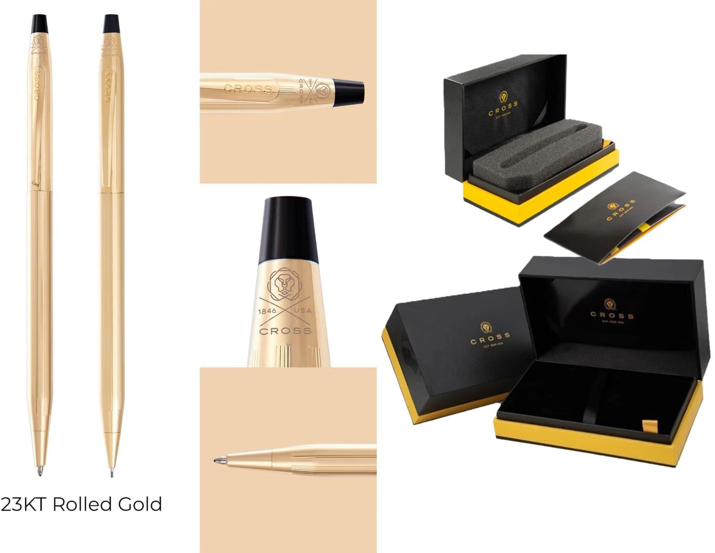 Cross Classic Century 23KT Gold Plated Ballpoint Pen & 0.7MM Mechanical Pencil Set.