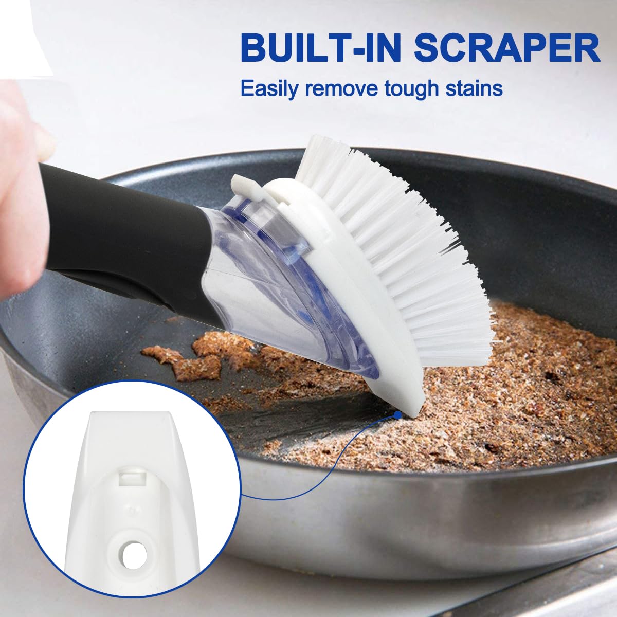 CELOX Dish Brush with Soap Dispenser, Soap Dispensing Dish Brush for Pot Pan Sink Cleaning